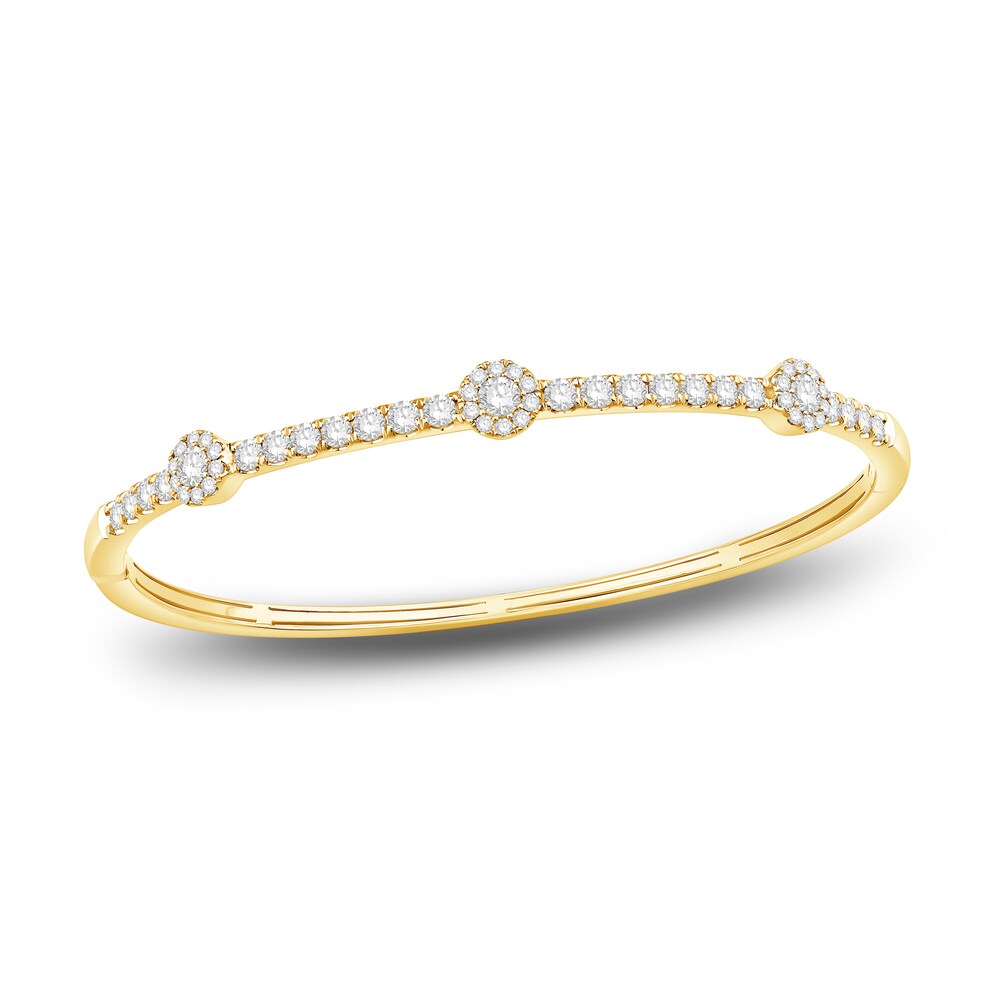 Diamond Bangle Halo Bracelet 2 ct tw Round 14K Yellow Gold Zay0Hm95