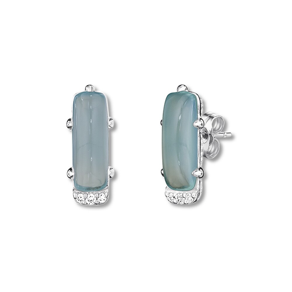 Tacori Natural Green Chalcedony Earrings Diamond Accents Sterling Silver ZdpNOTC2