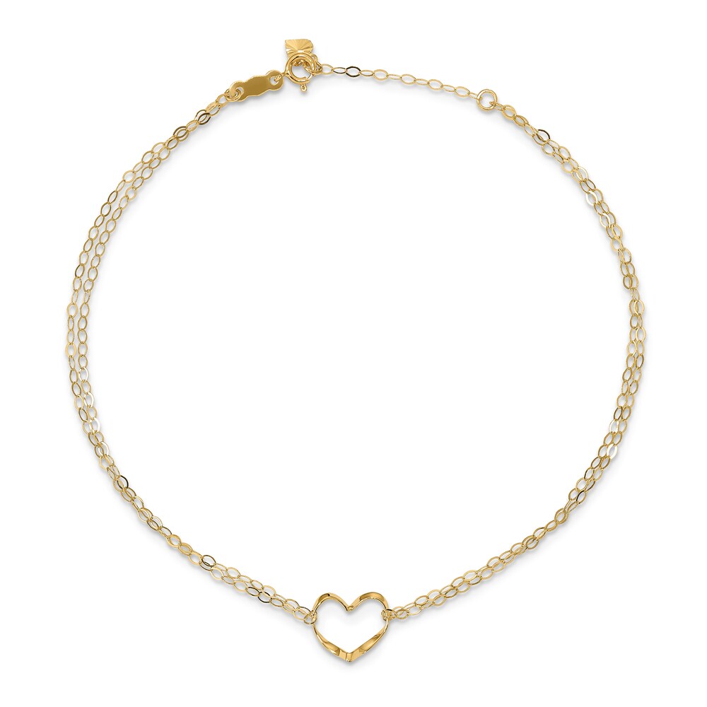 Double Strand Heart Anklet 14K Yellow Gold Zgw2ua6g