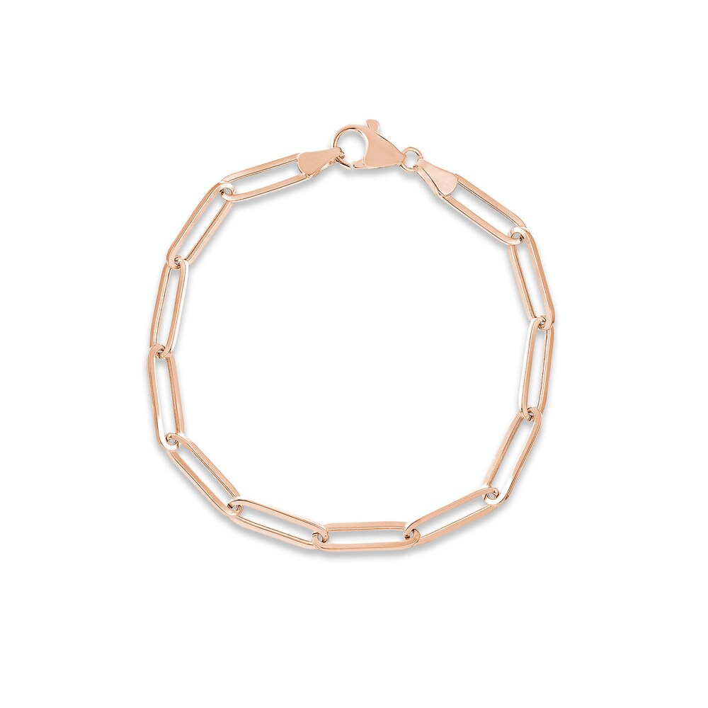 Paper Clip Chain Bracelet 14K Rose Gold 8" ZjldMDIt