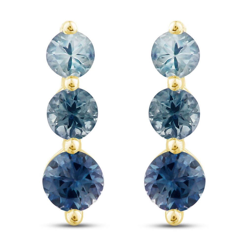 Montana Blue Natural Sapphire Ombre Earrings 10K Yellow Gold ZkuczUgc