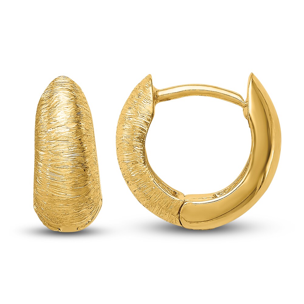 Textured Hoop Earrings 14K Yellow Gold 11mm ZoB5qPSV