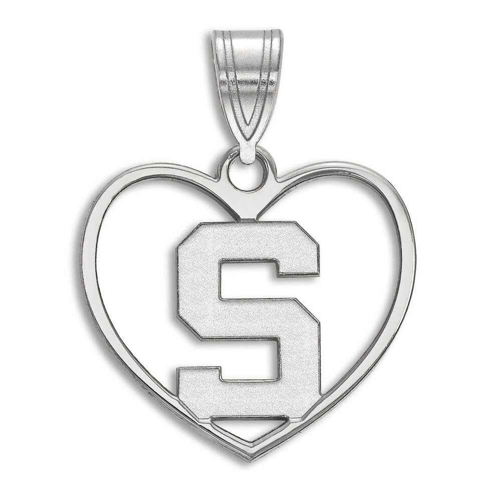 Michigan State University Heart Necklace Charm Sterling Silver ZqOXSYmX