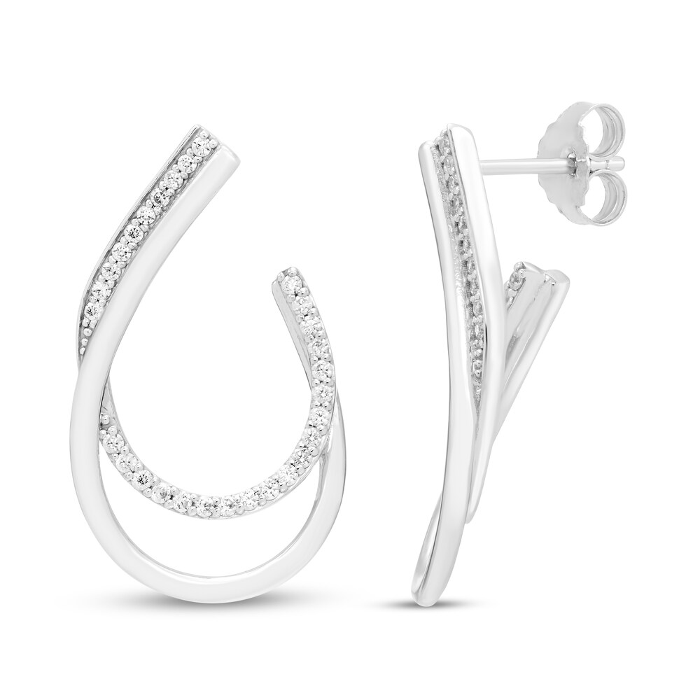 Diamond Open Hoop Earrings 1/2 ct tw Round 10K White Gold ZvIXuUpG