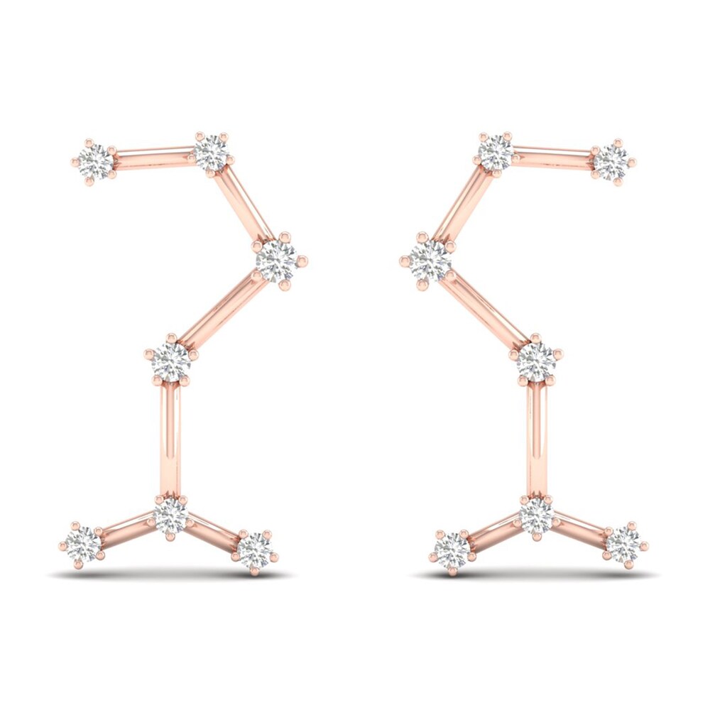 Diamond Scorpio Constellation Earrings 1/8 ct tw Round 14K Rose Gold Zyog9CqZ