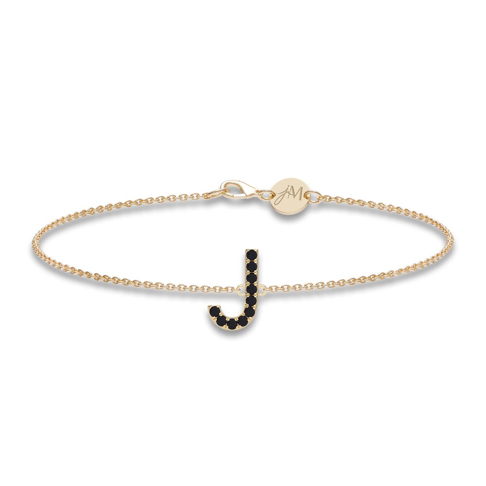 Juliette Maison Black Diamond Station Name Bracelet 1/4 ct tw Round 10K Yellow Gold a5pk96M1