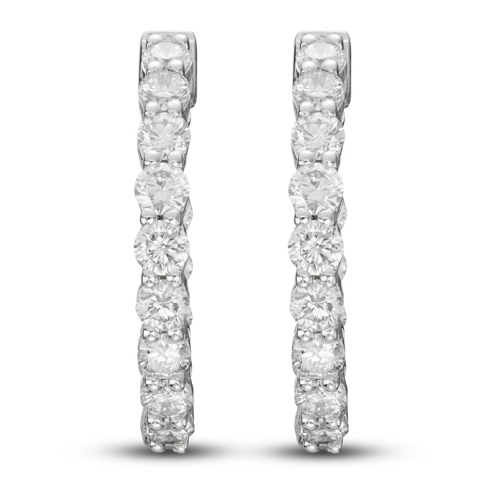 Lab-Created Diamond Hoop Earrings 1 ct tw Round 14K White Gold a8RKWSK4
