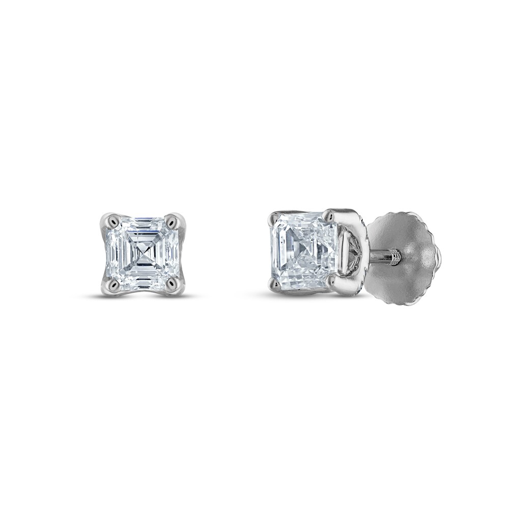 Royal Asscher Diamond Solitaire Stud Earrings 1 ct tw Asscher-cut 14K White Gold (SI2/I) aAhfzjaP