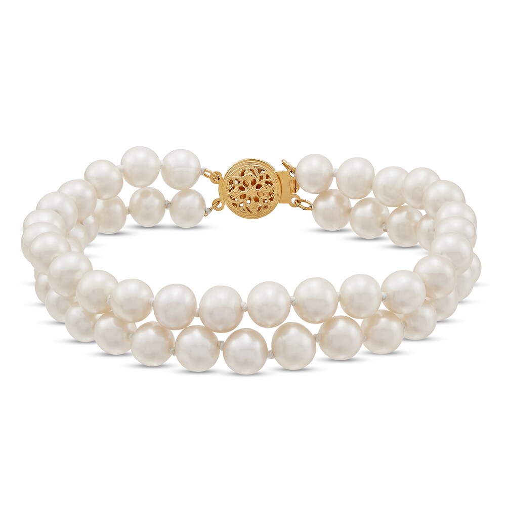 Cultured Pearl Strand Bracelet 14K Yellow Gold aDJbcDN6