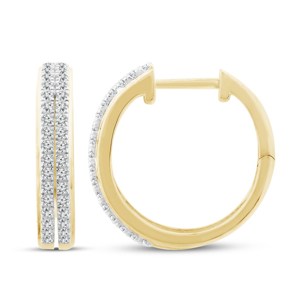 Diamond Hoop Earrings 3/8 ct tw Round 10K Yellow Gold aDVOlnQg