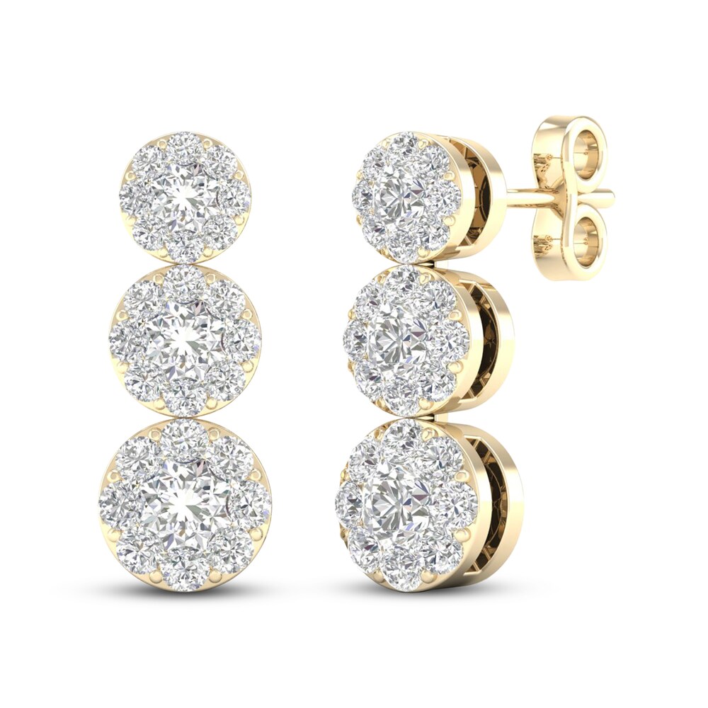 Three-Stone Diamond Earrings 1 ct tw Round 14K Yellow Gold aEWcUHou