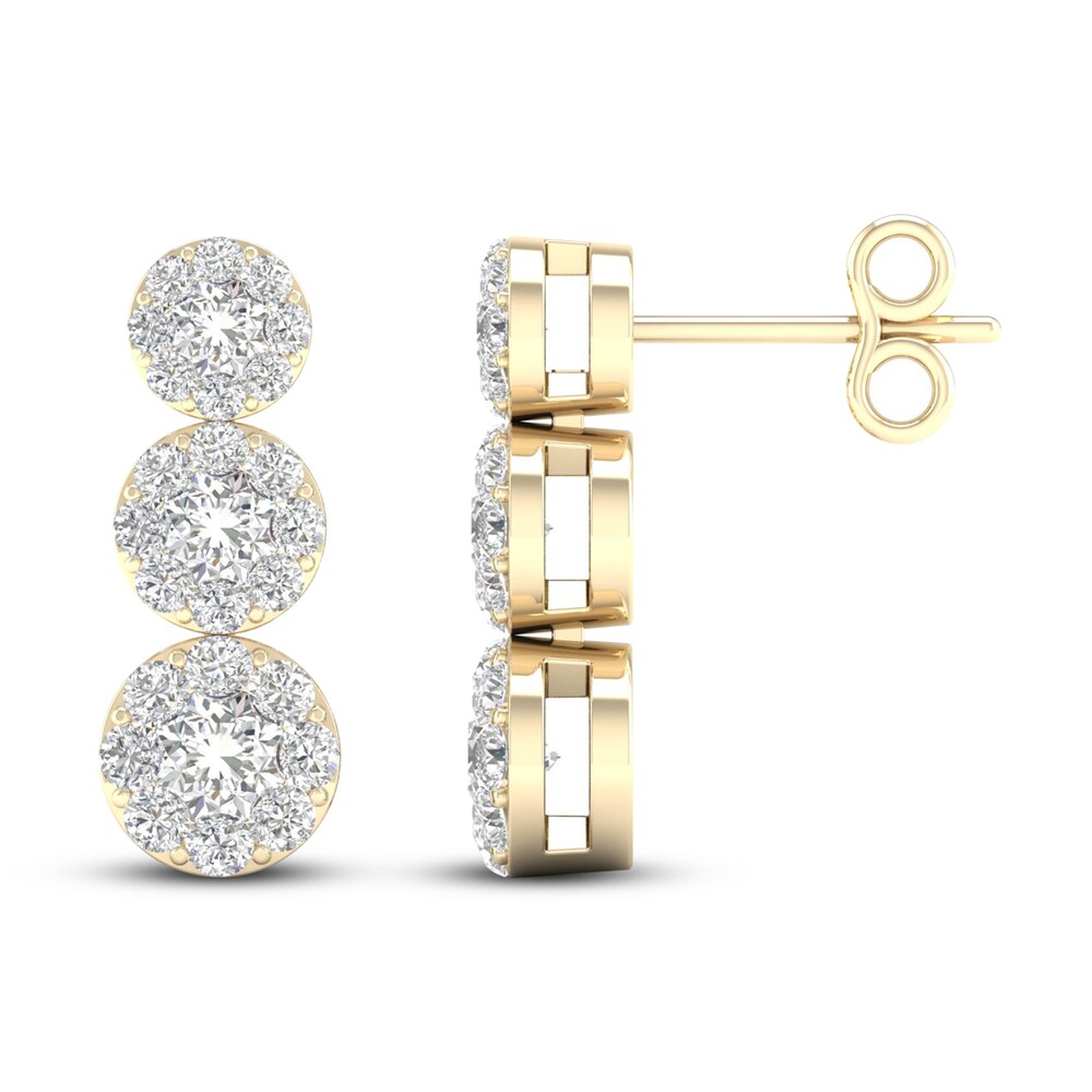 Three-Stone Diamond Earrings 1 ct tw Round 14K Yellow Gold aEWcUHou