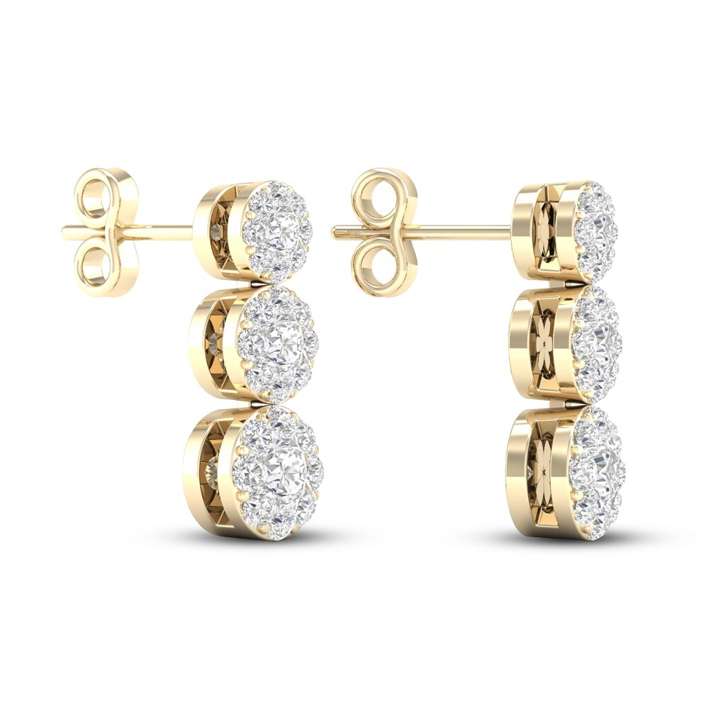 Three-Stone Diamond Earrings 1 ct tw Round 14K Yellow Gold aEWcUHou