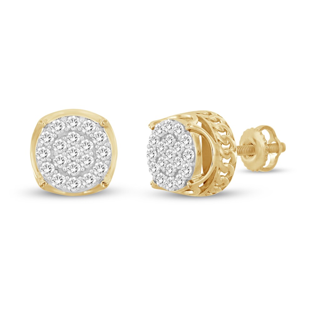 Men's Diamond Stud Earrings 1/2 ct tw Round 10K Yellow Gold aFR2EfLr