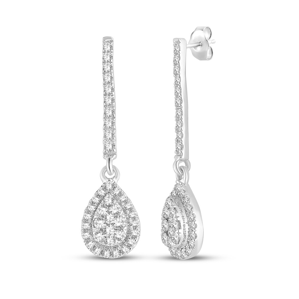 Diamond Dangle Earrings 1/2 ct tw Round 10K White Gold aHqY9ppt
