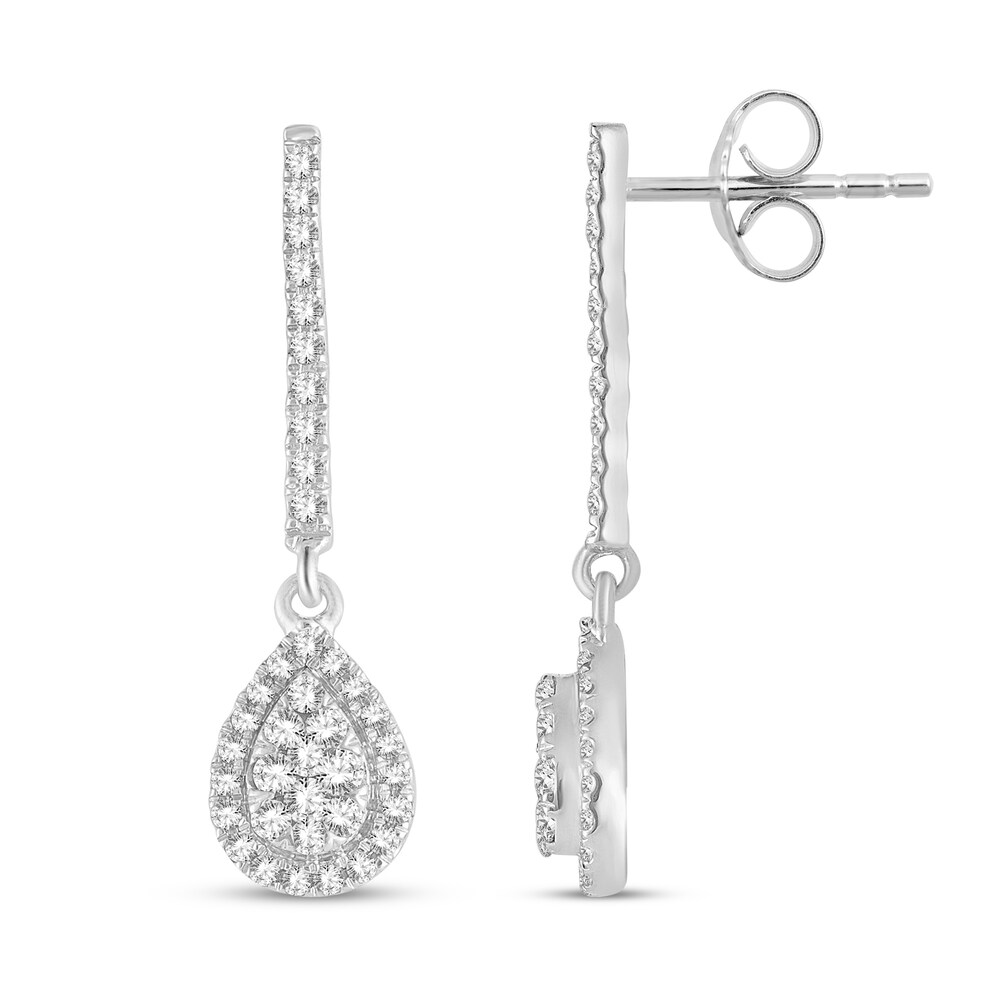 Diamond Dangle Earrings 1/2 ct tw Round 10K White Gold aHqY9ppt