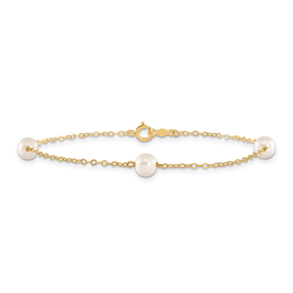 Cultured Freshwater Pearl Station Bracelet 14K Yellow Gold 7.25" aOgQpvAw
