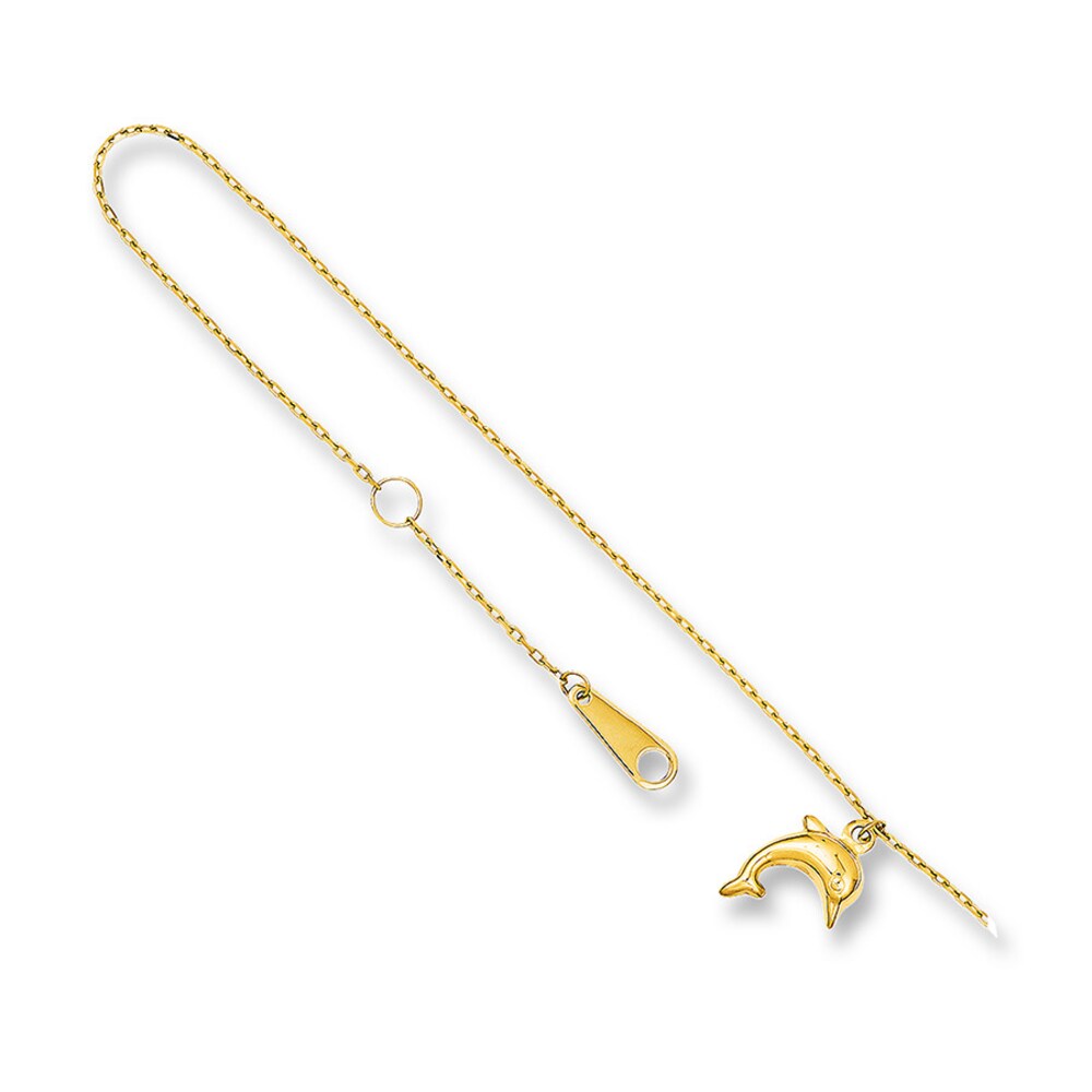 Dolphin Charm Anklet 14K Yellow Gold aSVmxr6Y