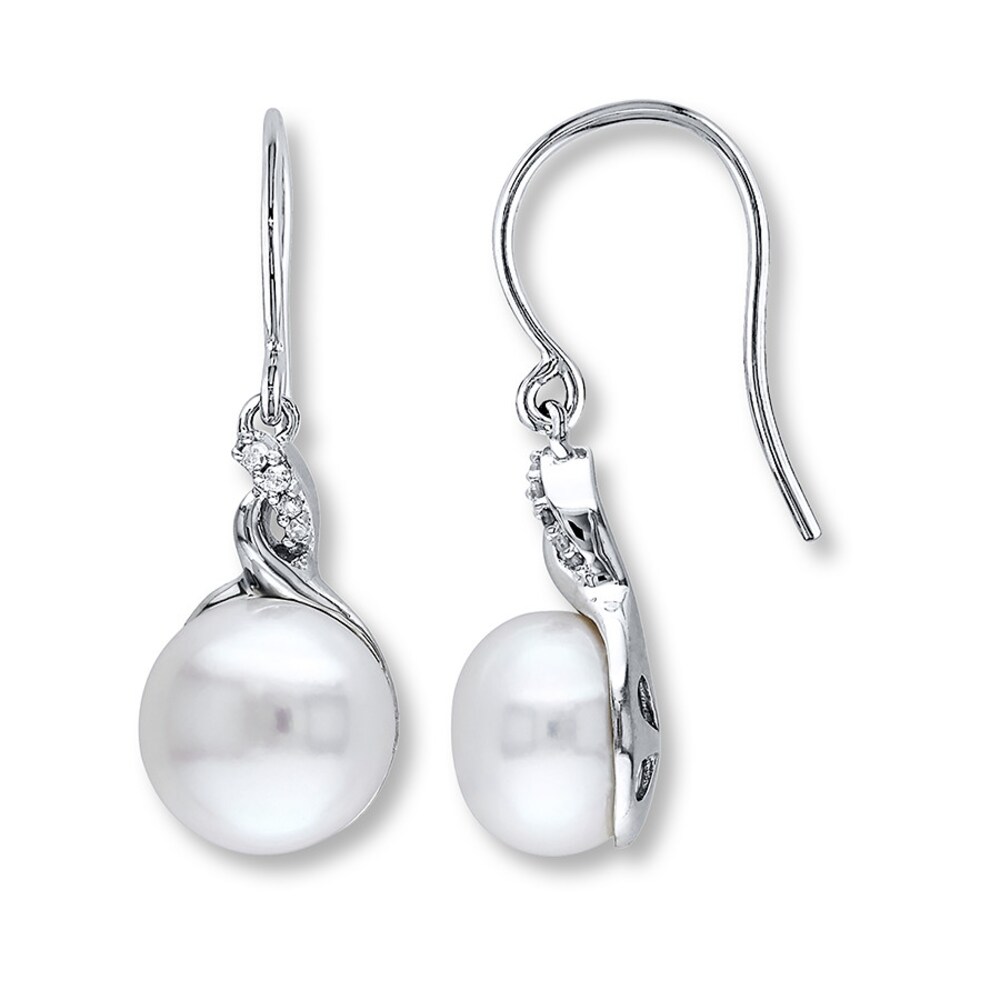 Cultured Pearl Earrings 1/20 ct tw Diamonds Sterling Silver aVeul4Ej