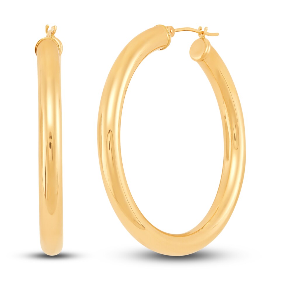 Round Tube Hoop Earrings 14K Yellow Gold aWT3hYcu