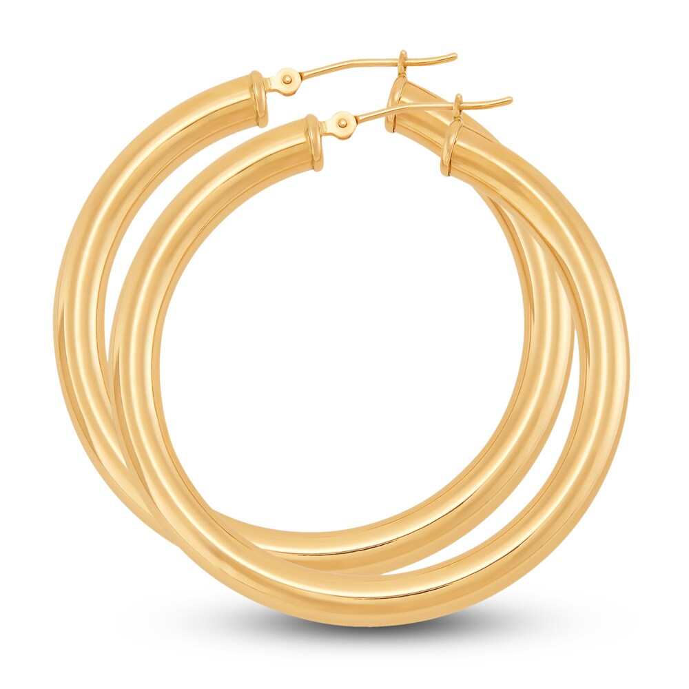 Round Tube Hoop Earrings 14K Yellow Gold aWT3hYcu