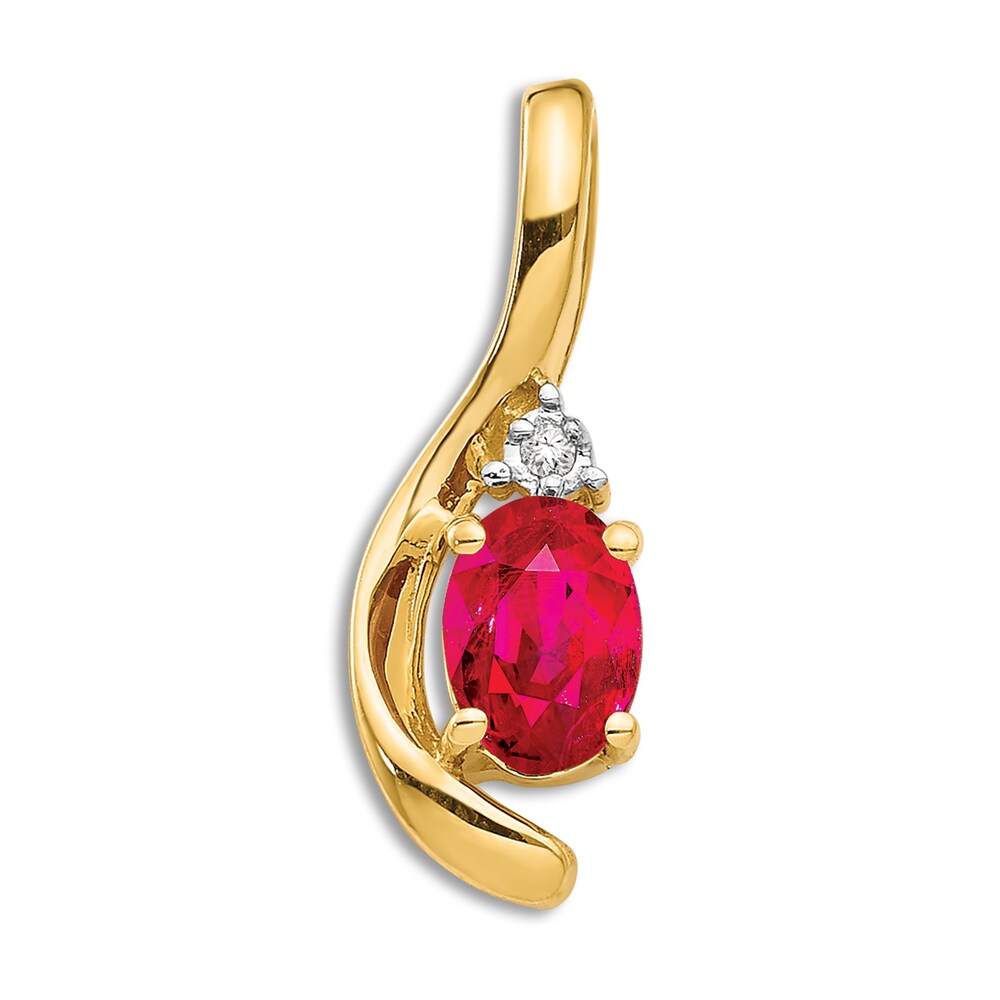 Natural Ruby Pendant Charm Diamond Accents 14K Yellow Gold aYCvMNll