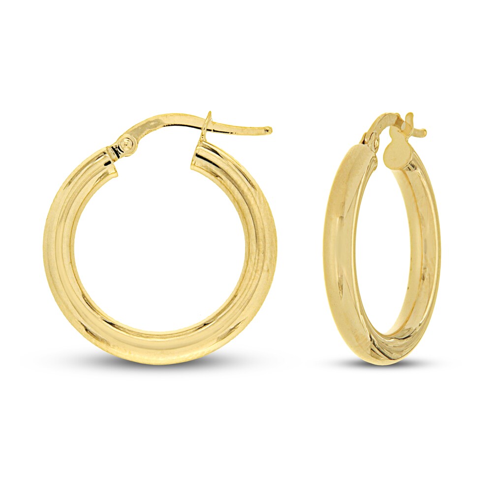 High Polish Hoop Earrings 14K Yellow Gold aa5nXLM1