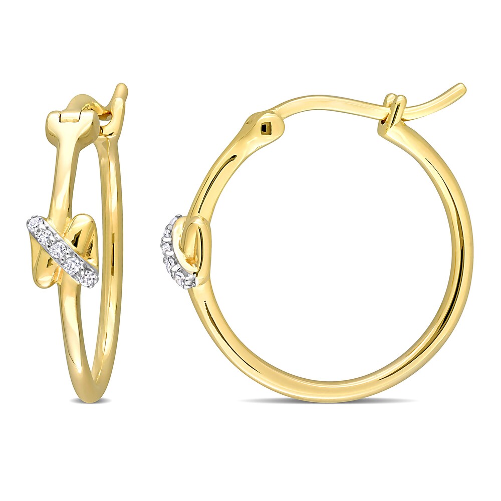 Diamond Hoop Earrings 1/20 ct tw Round 14K Yellow Gold aaMOYczb