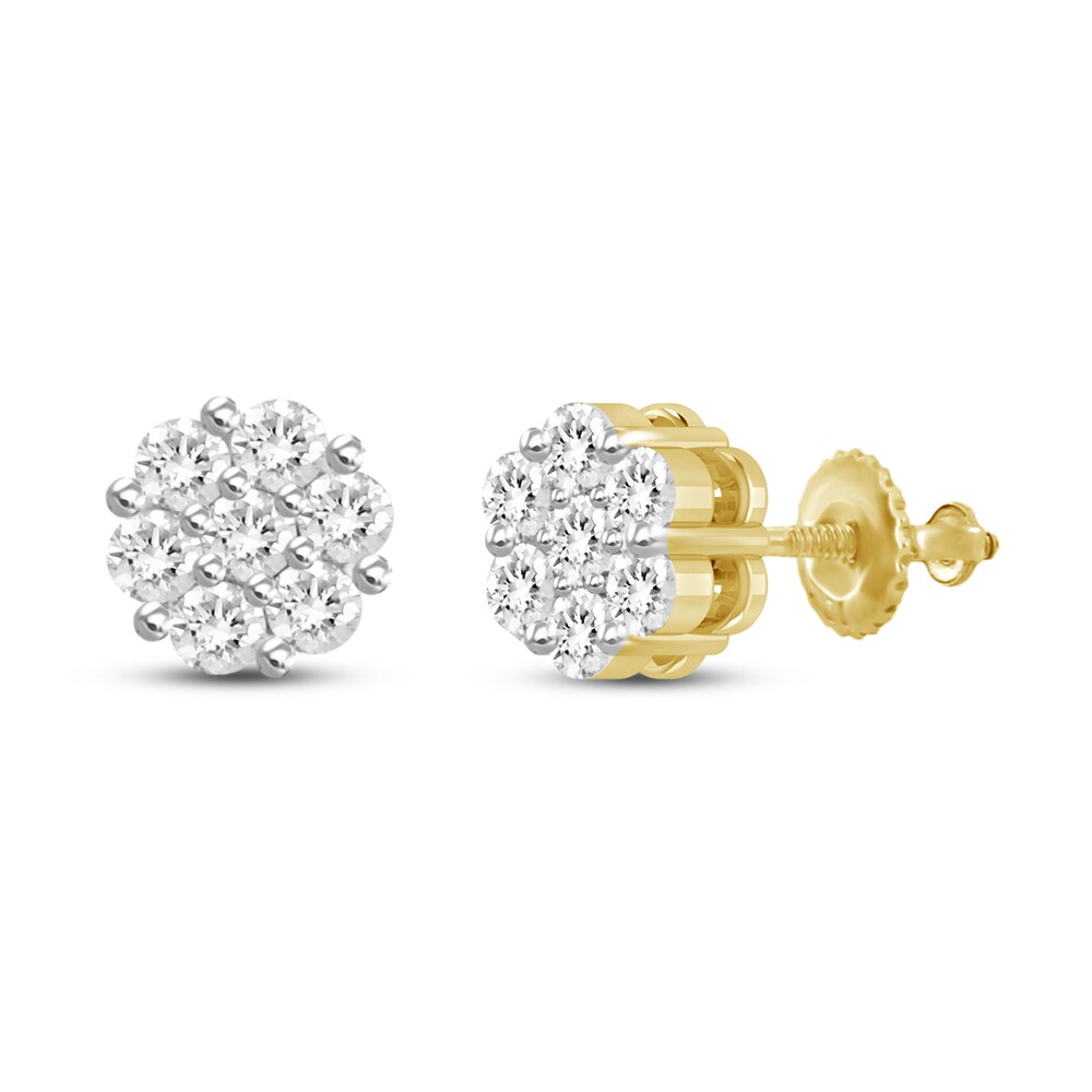 Diamond Stud Earrings 1/2 ct tw Round 14K Yellow Gold ac8Ockre