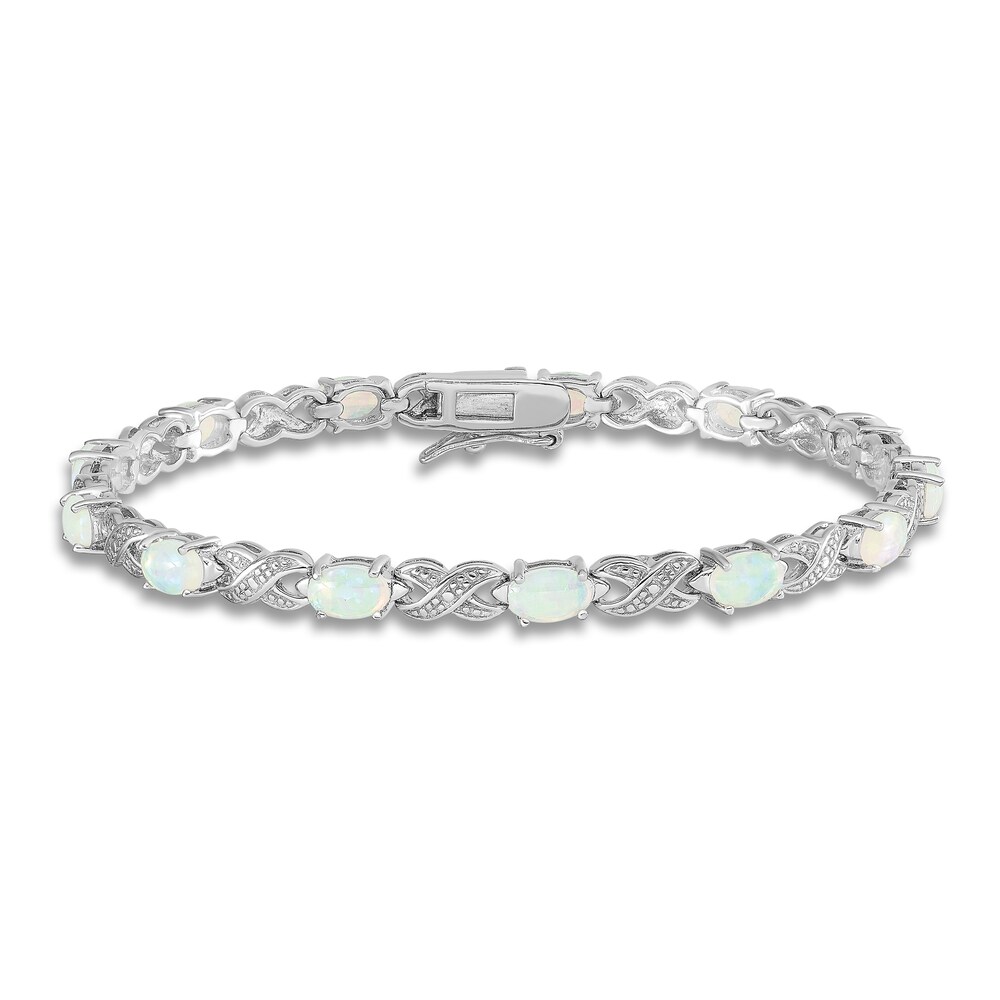 Lab-Created Opal Bracelet Diamond Accents Sterling Silver adXKjgCc