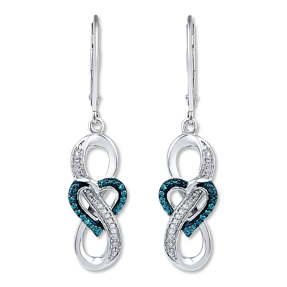 Infinity Blue/White Diamond Earrings 1/10 ct Sterling Silver aeN5afEy