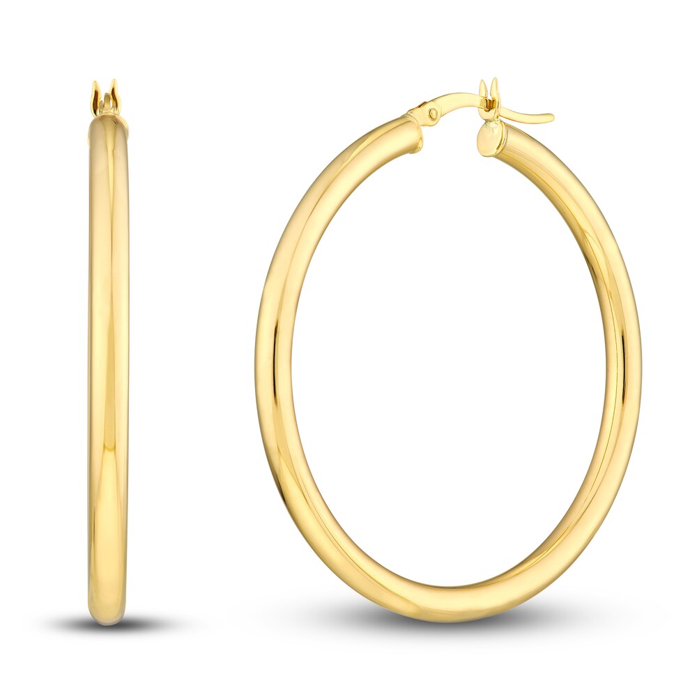 Polished Hoop Earrings 14K Yellow Gold 40mm anUpPkzF