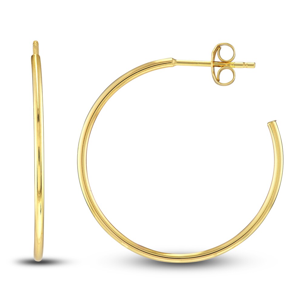 Round Wire Hoop Earrings 14K Yellow Gold 25mm at2PspHv