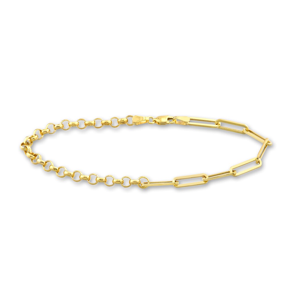 Paperclip/Rolo Chain Bracelet 14K Yellow Gold 7.5" b0N5WIw4