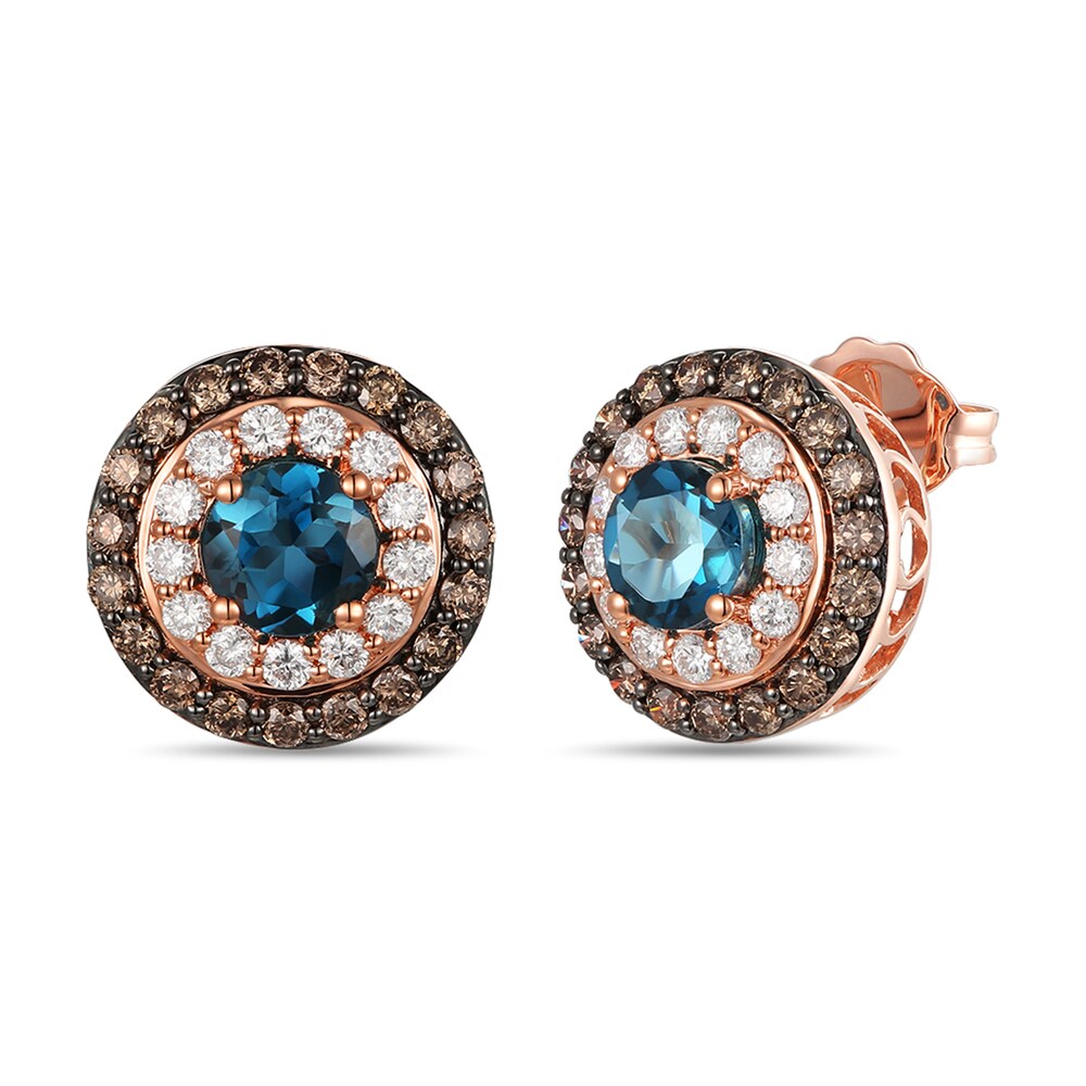 Le Vian Natural Blue Topaz Earrings 7/8 ct tw Diamonds 14K Strawberry Gold b0P2vZhl