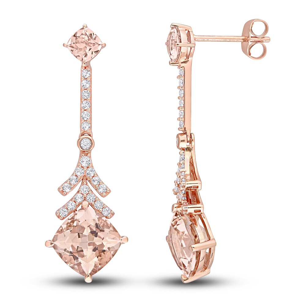 Natural Morganite & Natural White Topaz Drop Earrings 14K Rose Gold b5EfdEkF