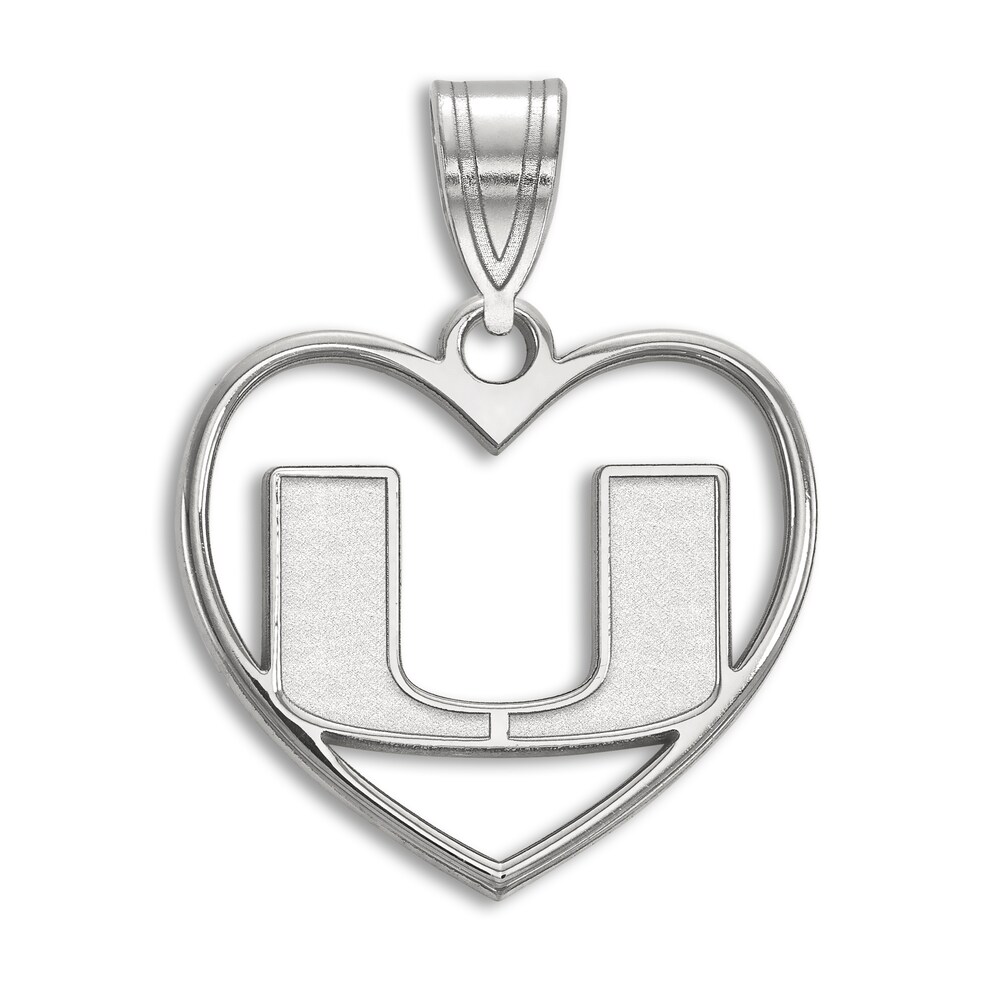University of Miami Heart Necklace Charm Sterling Silver b5axxyez