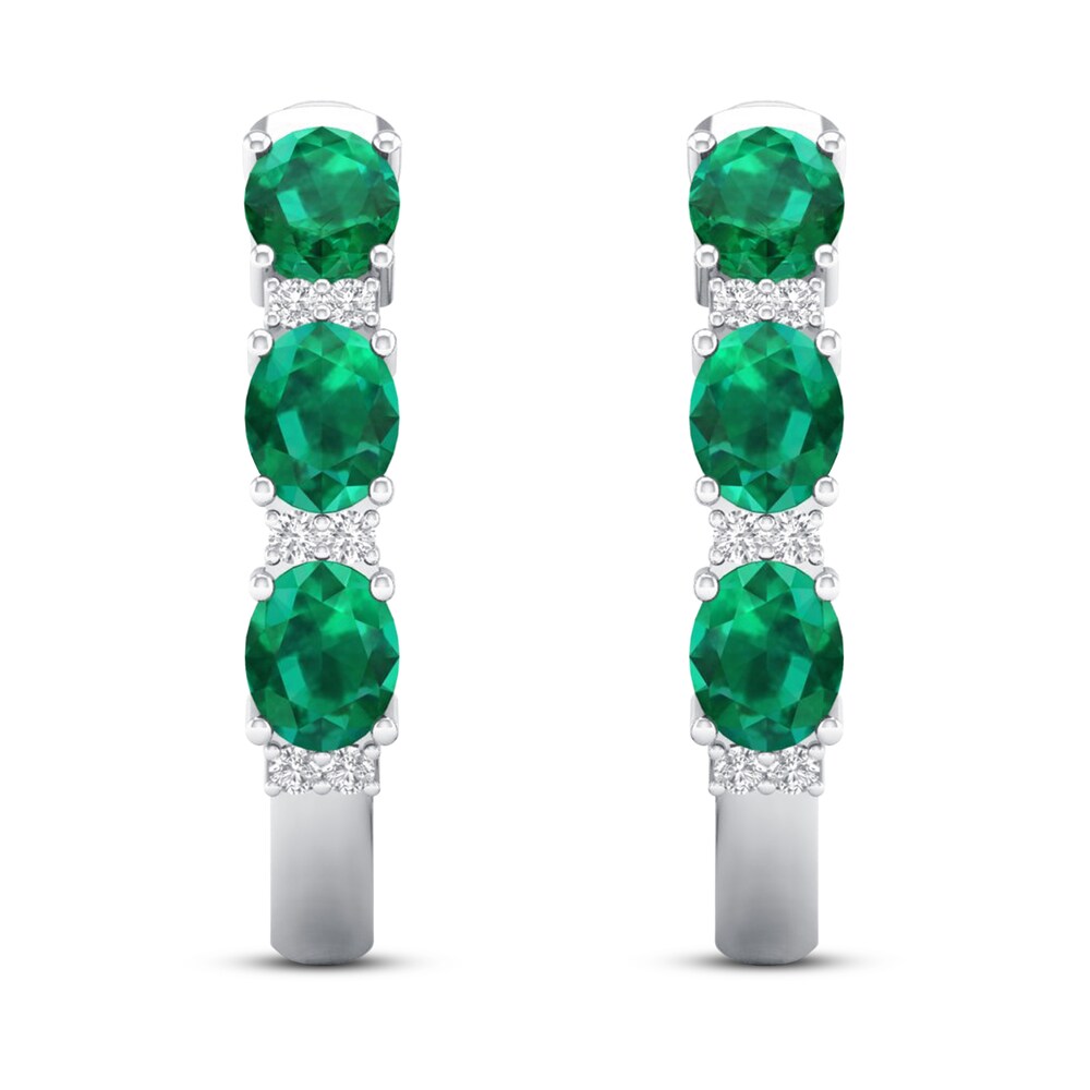 Emerald Earrings 1/20 ct tw Diamonds 10K White Gold bBuUDXde