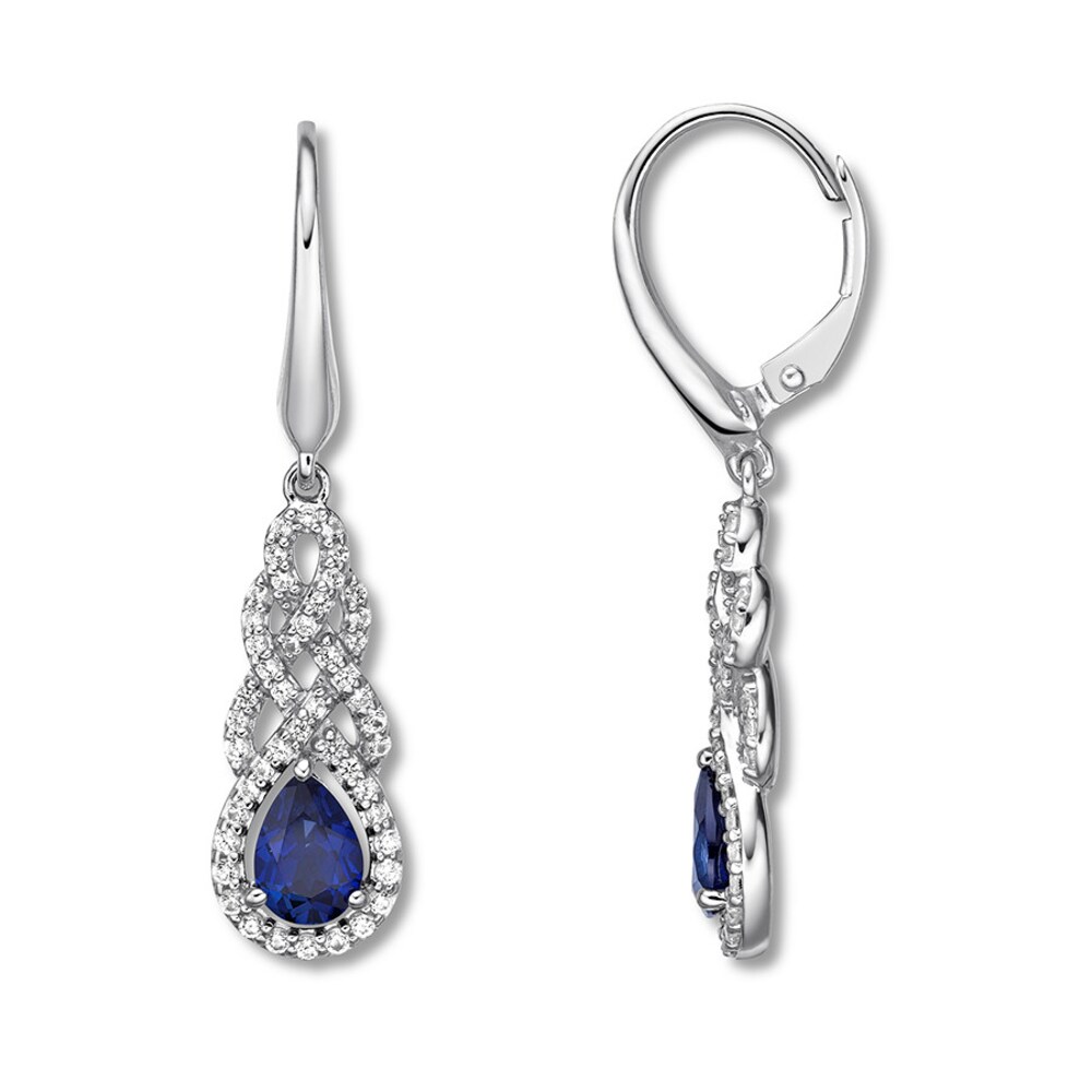 Blue & White Lab-Created Sapphire Earrings Sterling Silver bJ1Hru2s