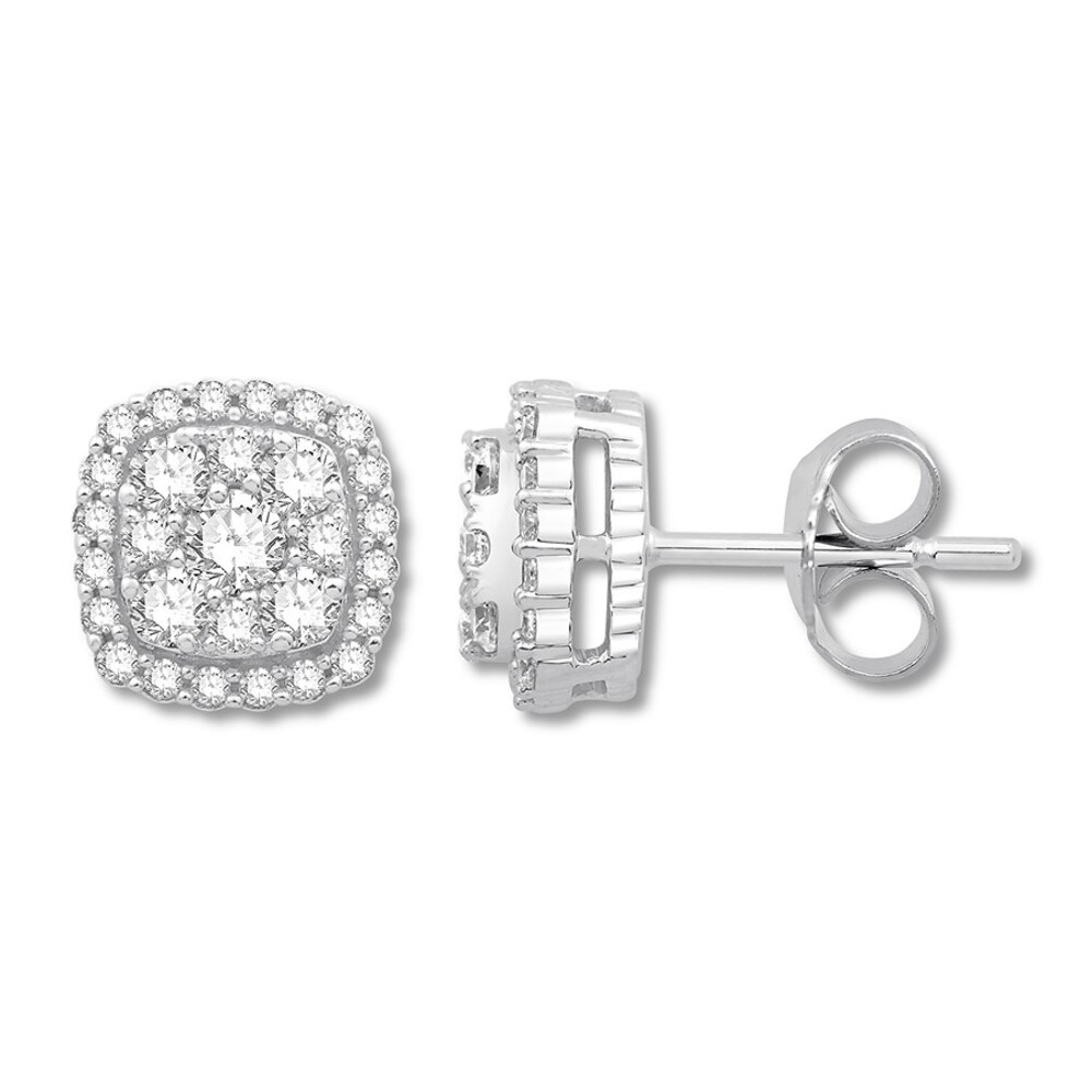 Colorless Diamond Earrings 1 carat tw Round 14K White Gold bMWfou1f