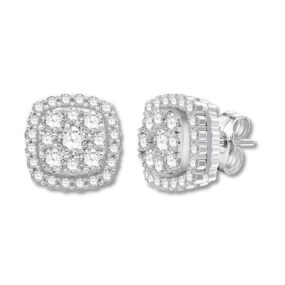 Colorless Diamond Earrings 1 carat tw Round 14K White Gold bMWfou1f