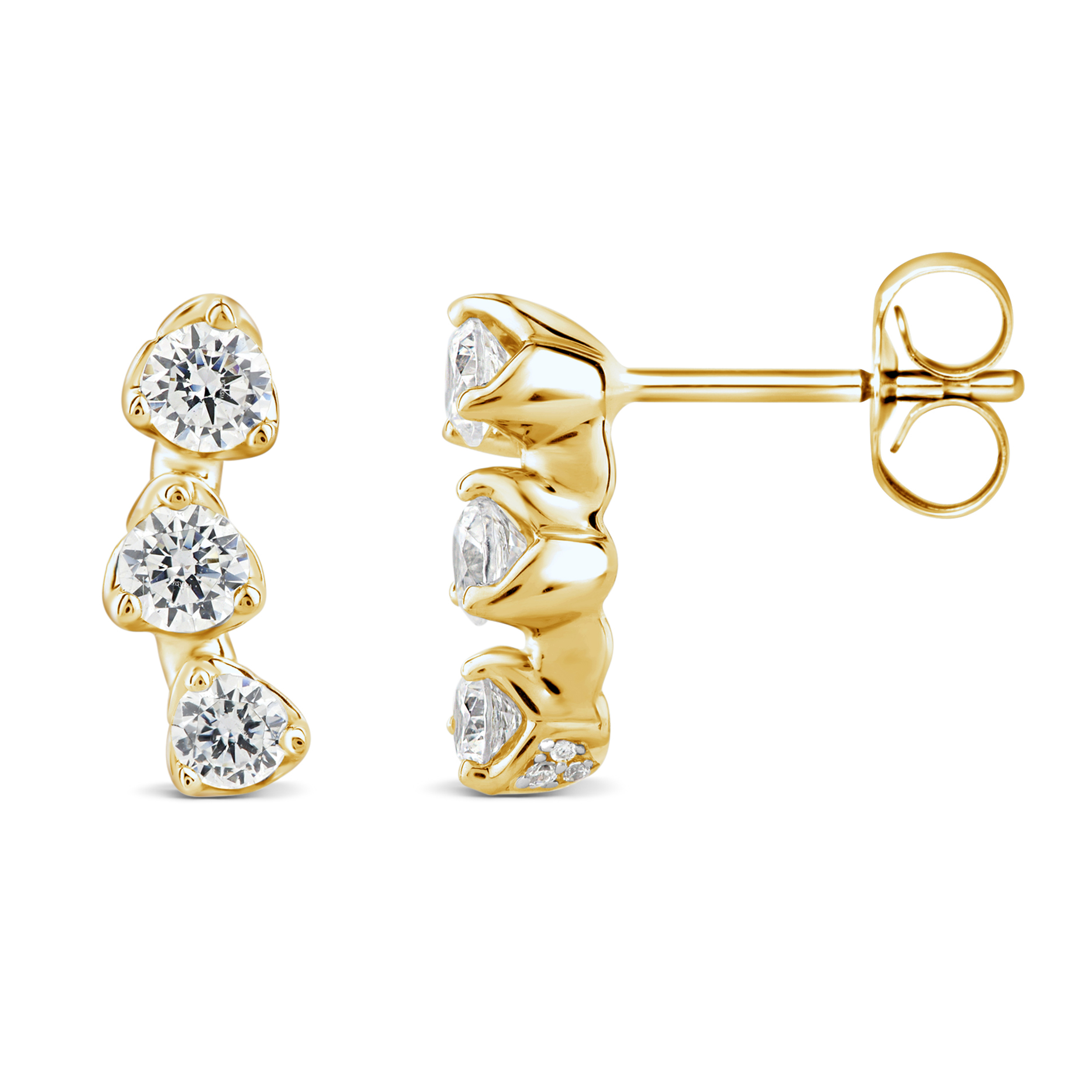 Diamond Climber Earrings 1/2 ct tw Round 10K Yellow Gold bW2CNuo4