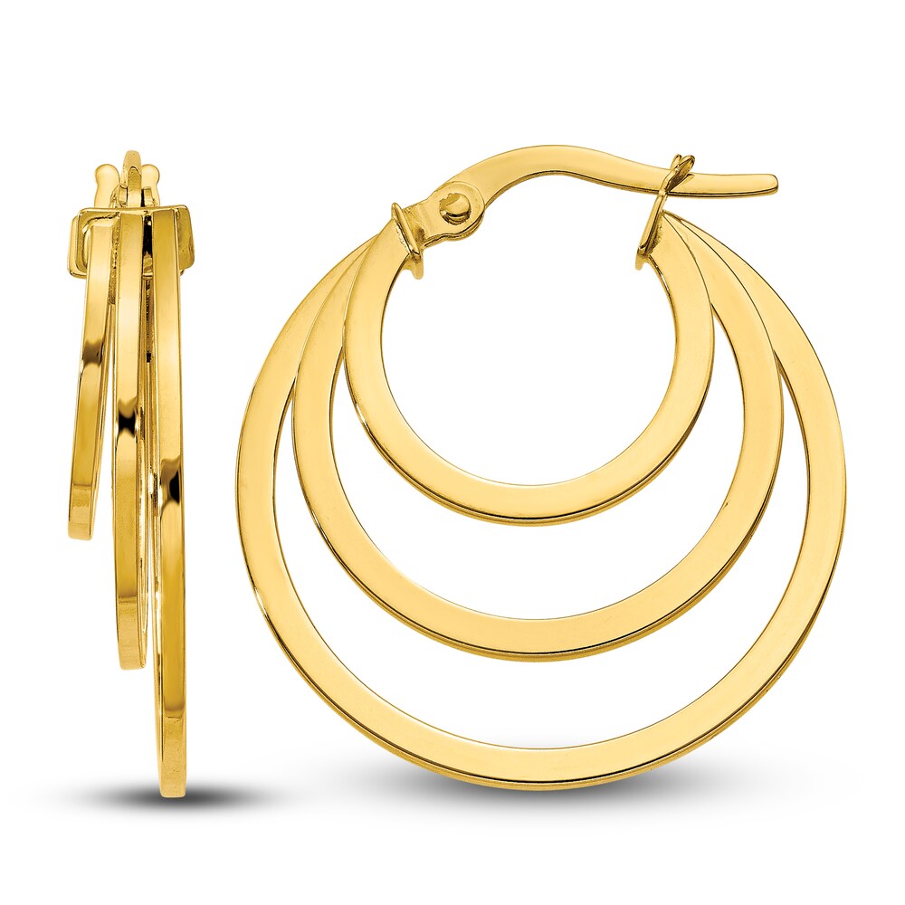 Triple Hoop Earrings 14K Yellow Gold bWB6bLoD