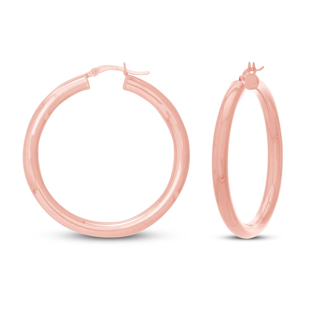 Round Hoop Earrings 14K Rose Gold bYxknzPQ