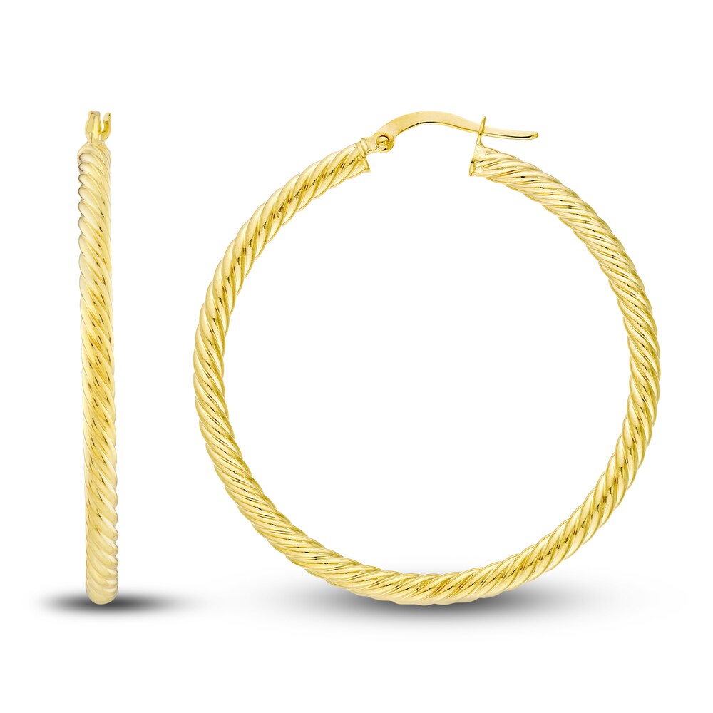 Twisted Rope Hoop Earrings 14K Yellow Gold 40mm bZ78Zt5I