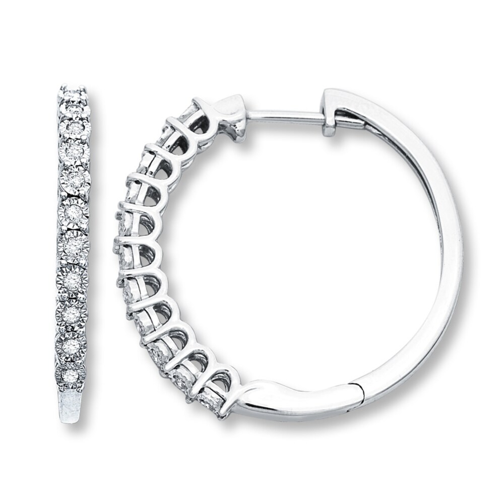 Diamond Hoop Earrings 1/4 ct tw Round-cut 10K White Gold bbY92wGb