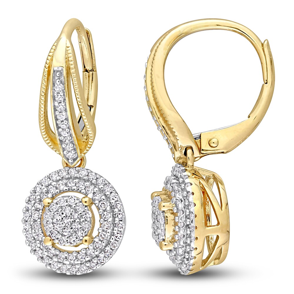 Diamond Drop Earrings 1/2 ct tw Round 10K Yellow Gold bg5Vh4Vd