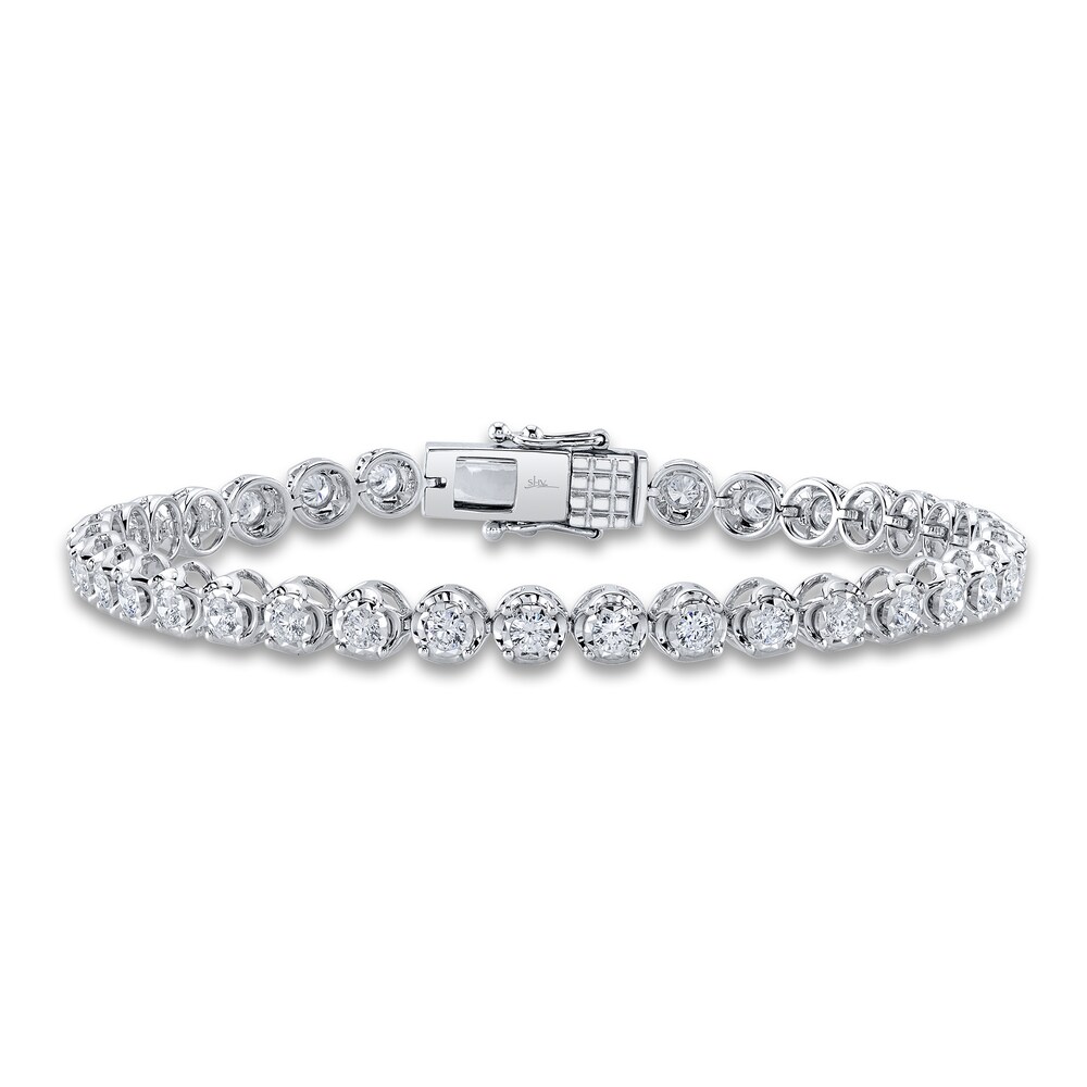 Shy Creation Diamond Tennis Bracelet 2 ct tw Round 14K White Gold 7" SC55023904 bi1Hgn3i