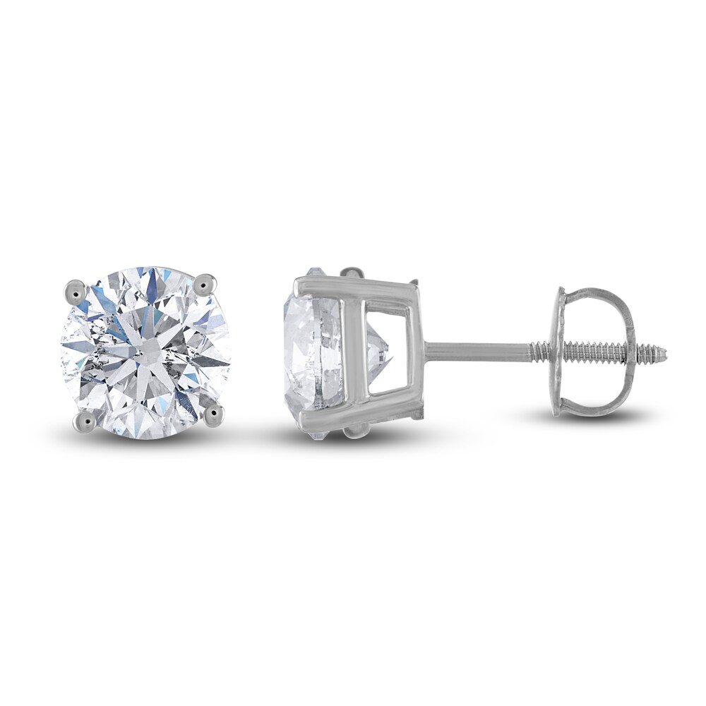 Diamond Solitaire Stud Earrings 1-3/8 ct tw Round 14K White Gold (I2/I) bk4Gi9Ft