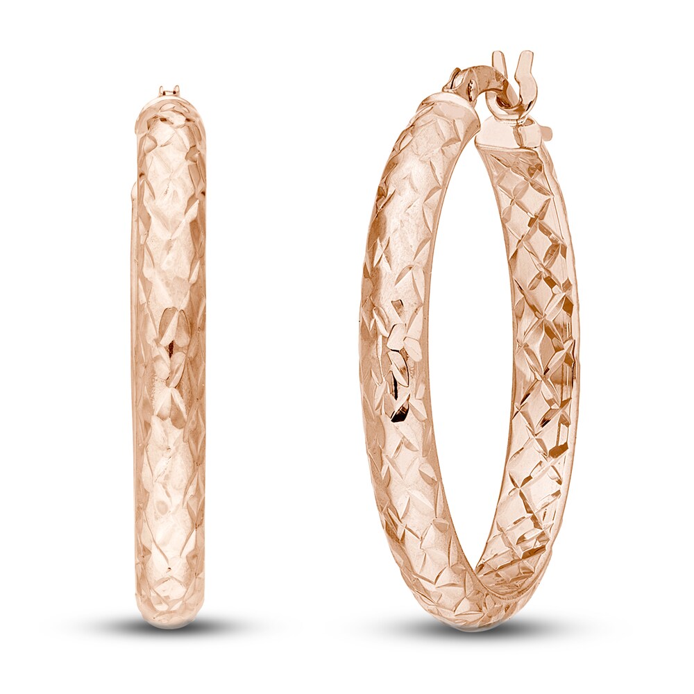 Diamond-Cut In/Out Hoop Earrings 14K Rose Gold 25mm bl9gkKsN